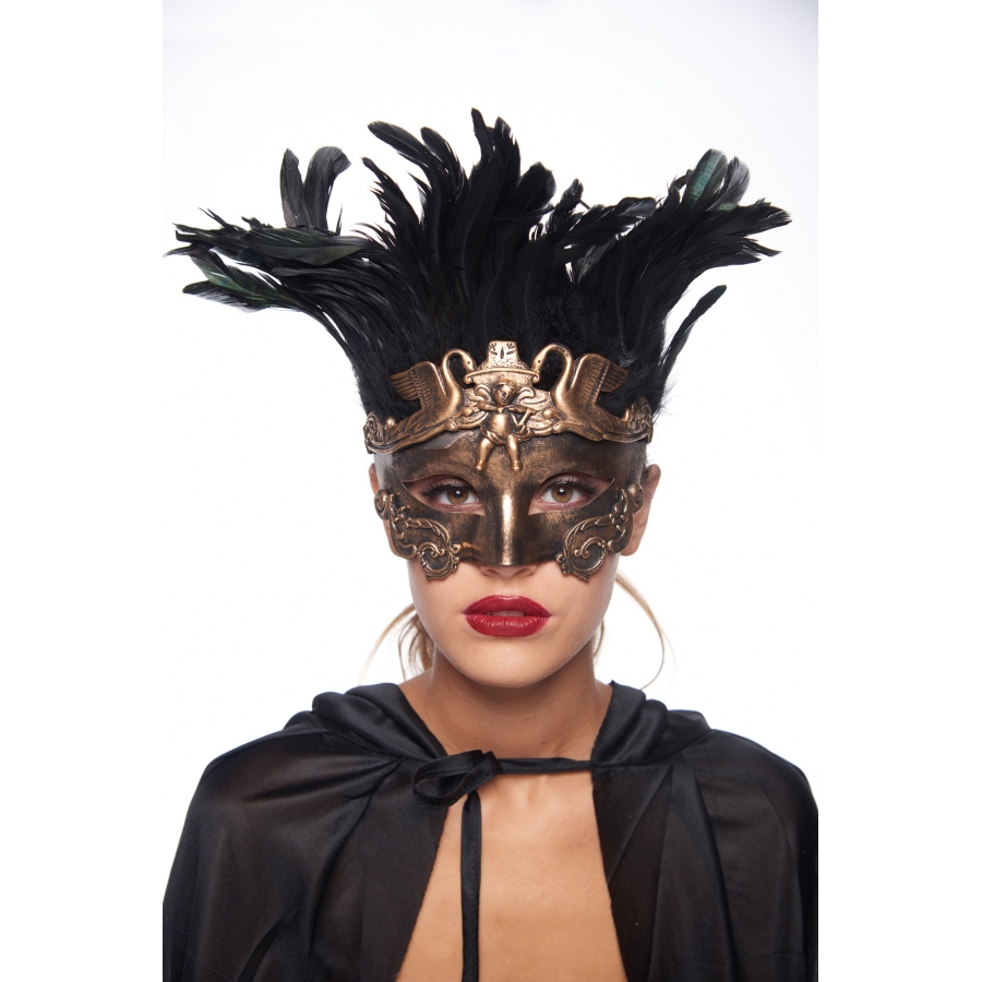 Kayso Fgm008gd Feathered Vintage Gold Angel & Swan Mask