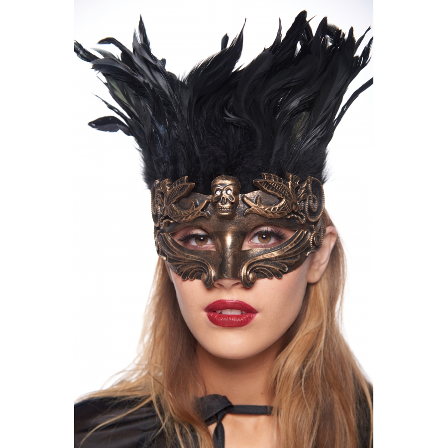 Kayso Fgm005gd Feathered Vintage Gold Mask