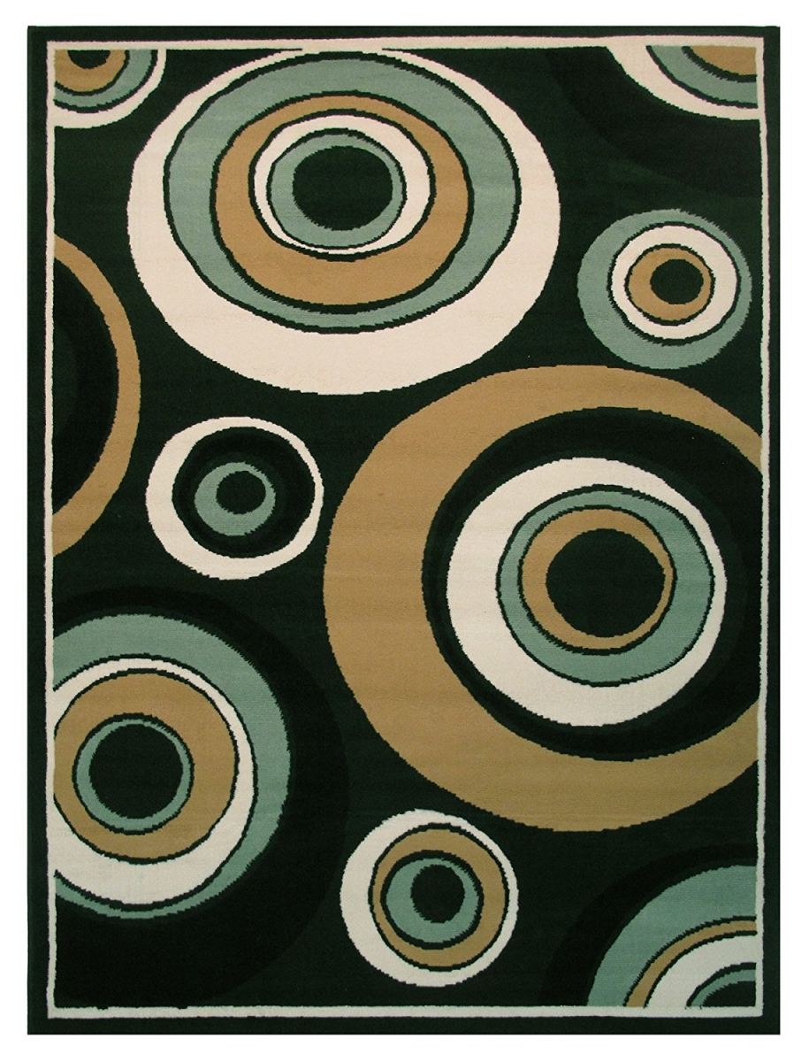 La Rug 11-550 Green 5.3 X 7 Ft. Rectangle Olympic Area Rug Rings Hoops - Green