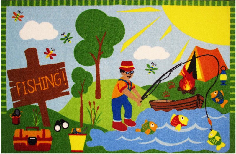Fun Rug Ft-15 1929 19 X 29 In. Fun Time - Gone Fishing Medium Pile Childrens Area Rug - Multicolor
