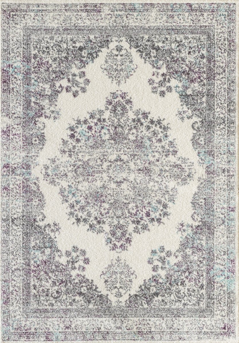 Lp129w81 8 X 10 Ft. Lapland Collection Power Loom Machine Made Daisy White Oriental Rectangle Rug