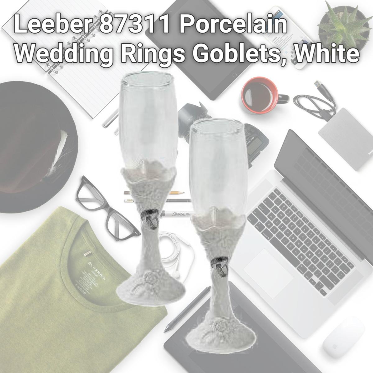 Picture of Leeber 87311 Porcelain Wedding Rings Goblets, White