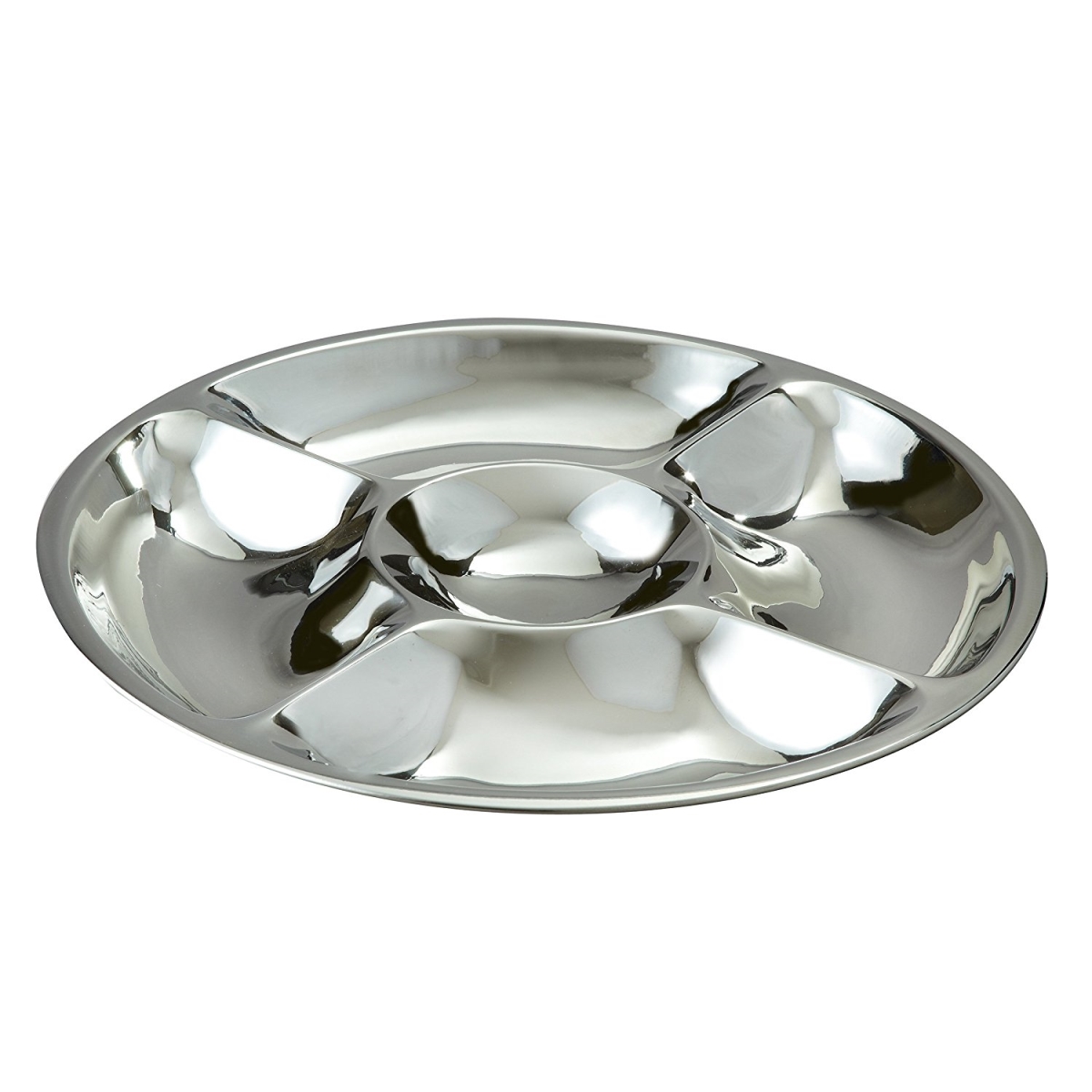 72569 Elegance Silver 5 Section Dip & Serve Tray, 15 In.