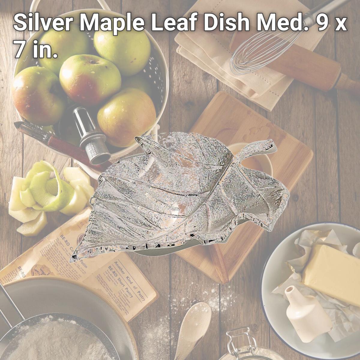 Picture of Leeber 72664 Silver Maple Leaf Dish, Med., 9 x 7 in.