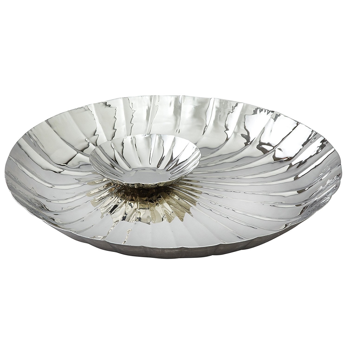 72391 Silver Round Serve & Dip Tray, 13 In.