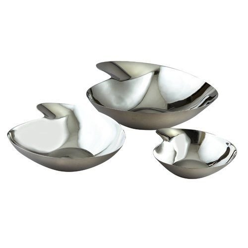 72515 Elegance Silver Angle Bowls, Set Of 3 - 6, 9, 11 In.