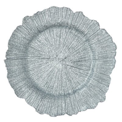 31162 Sea Sponge Chargers Plate, Silver - Set Of 4