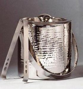72607 Hammered Ice Bucket With Doublewall Tongs
