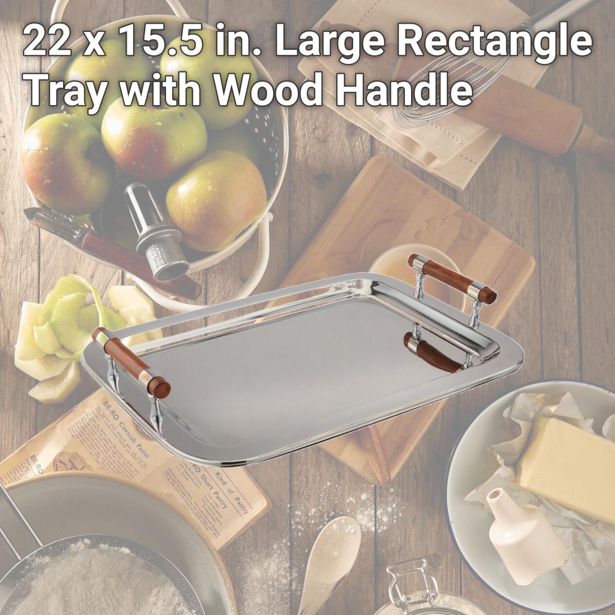 Picture of Leeber 73019 22 x 15.5 in. Large Rectangle Tray with Wood Handle