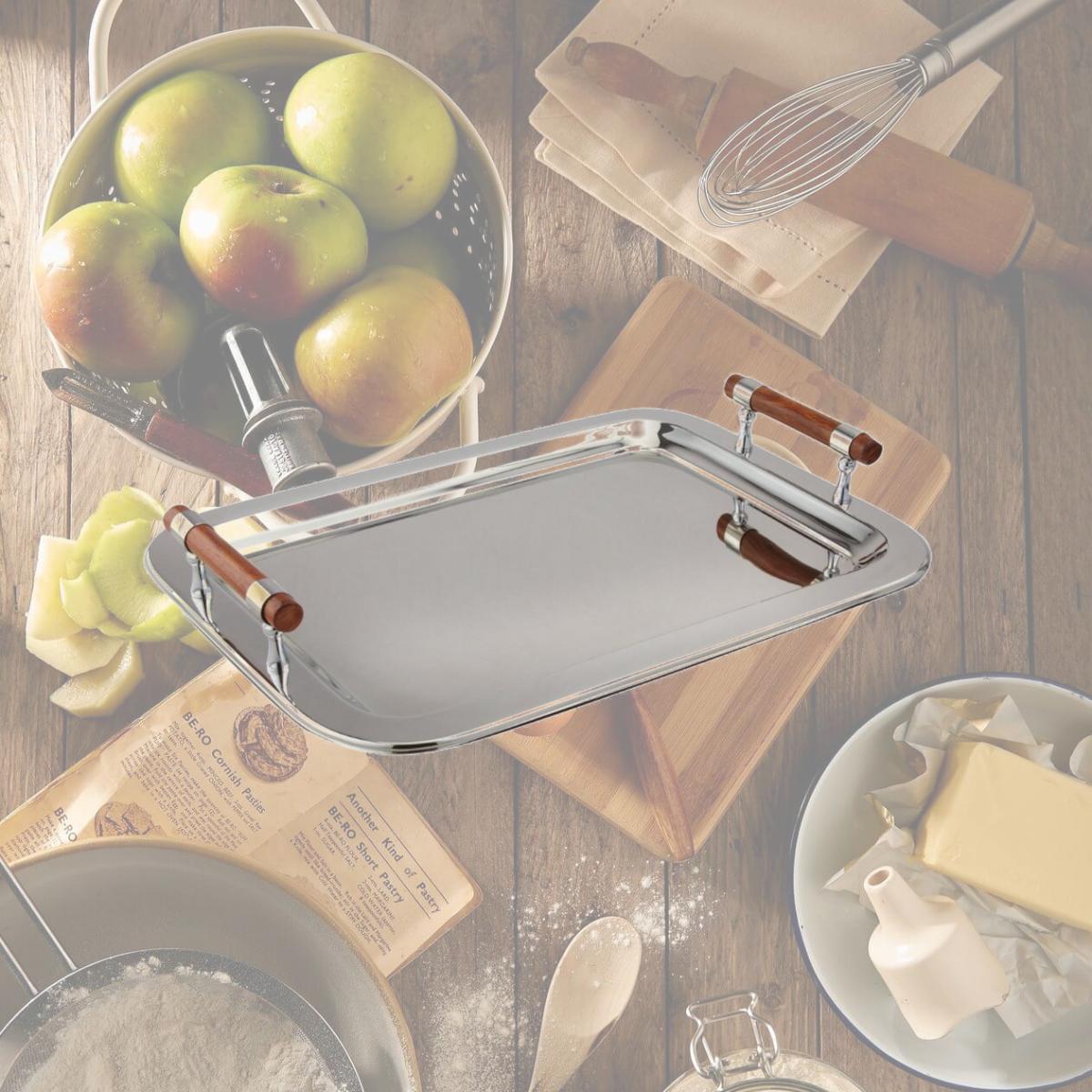 Picture of Leeber 73019 22 x 15.5 in. Large Rectangle Tray with Wood Handle