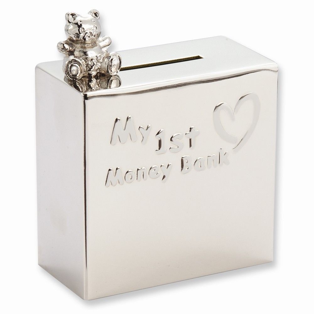 80887 Nickel Plate Money Bank With Bear