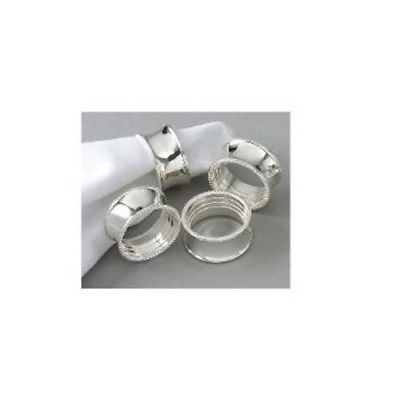 82214 Silver Plate Beaded Napkin Rings - Set Of 4