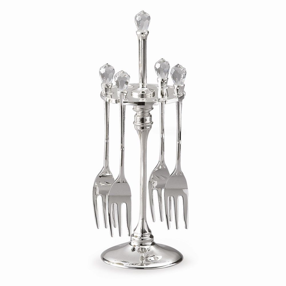 87601 Silver Plated Mini Servers Holder With Crystal