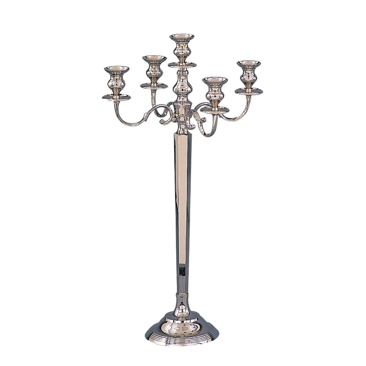 90442 34 In. Nickel Plate 5 Light Candelabra With Bowl