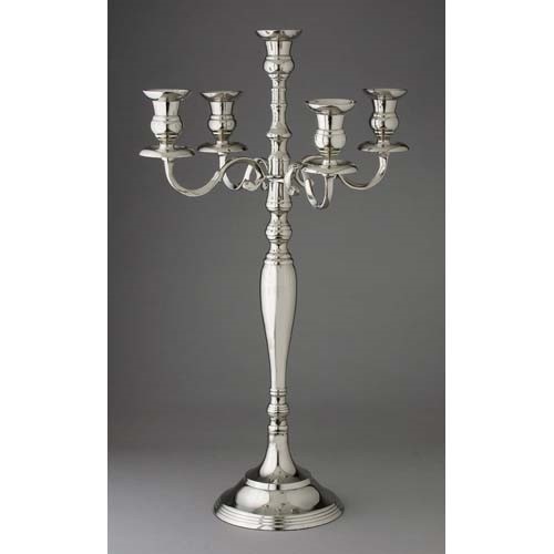 90445 30 In. Nickel Plate 5 Light Candelabra With Bowl