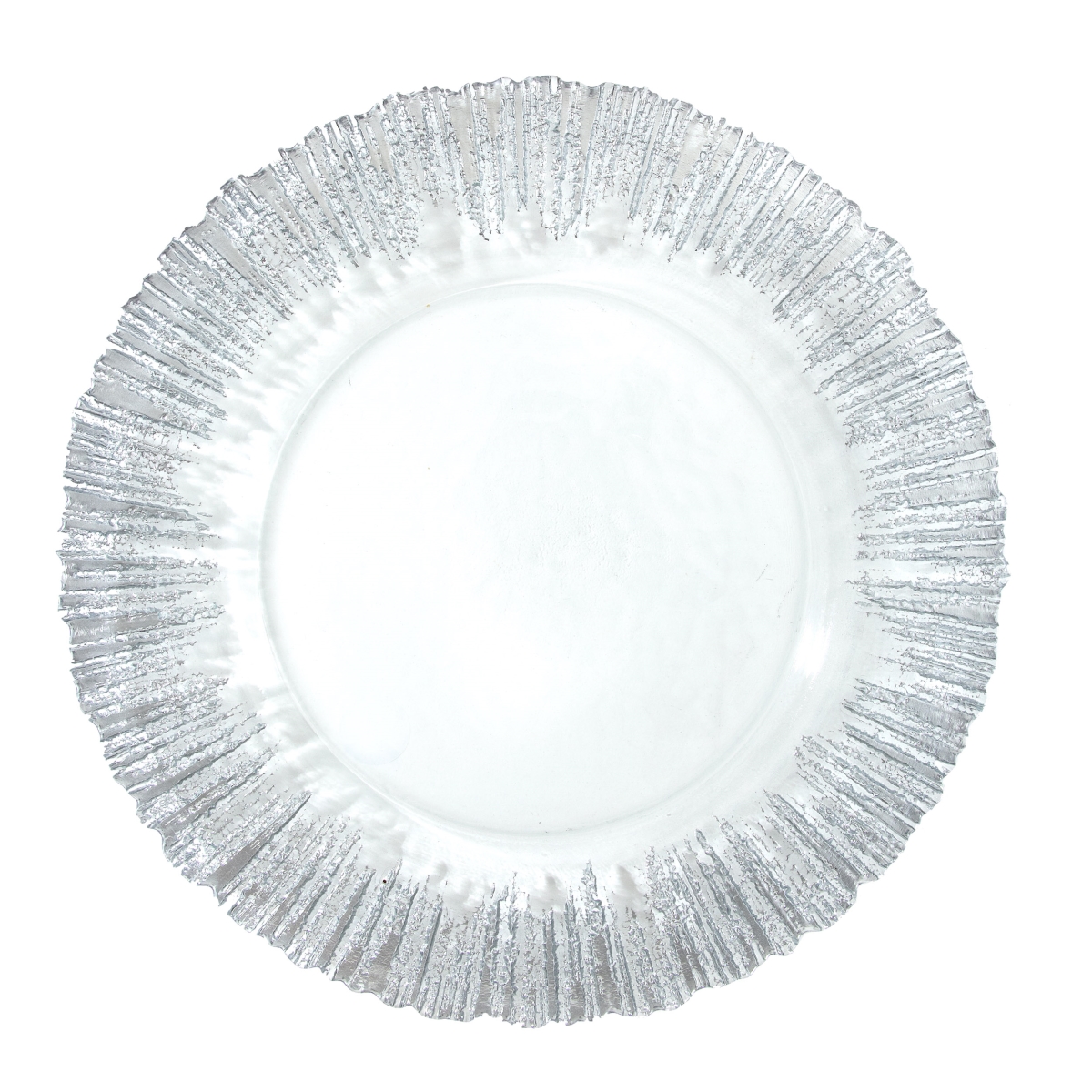 31114 13 In. Sunburst Charger Plate, Silver & Clear - Set Of 4