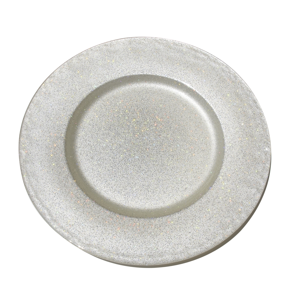 31133 13 In. Twinkle Glitter Charger Plate Set, White - Set Of 4
