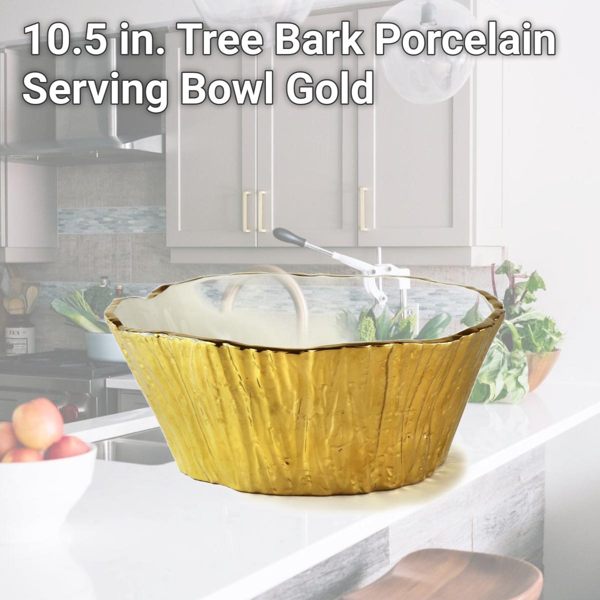 Picture of Leeber 69003 10.5 in. Tree Bark Porcelain Serving Bowl, Gold