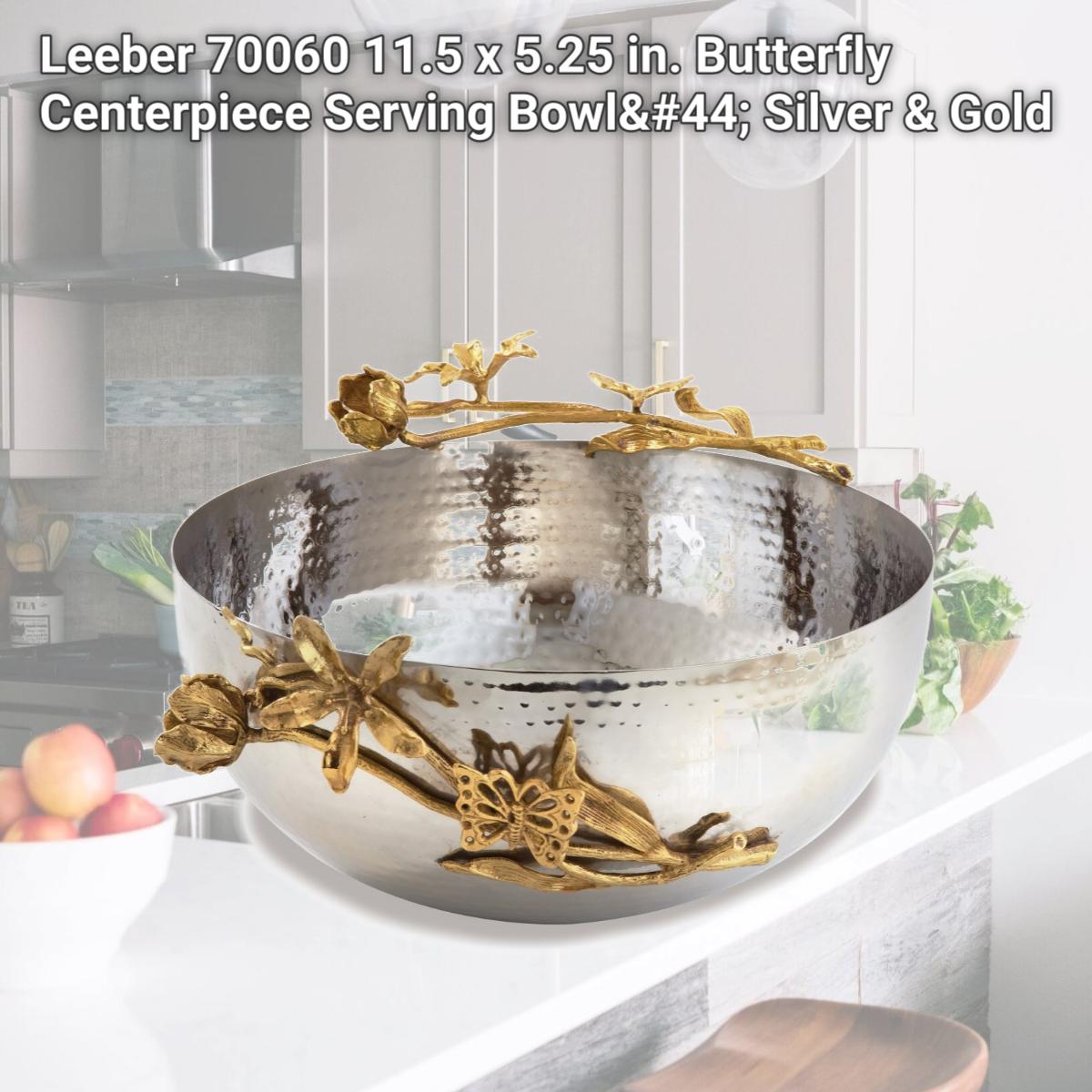 Picture of Leeber 70060 11.5 x 5.25 in. Butterfly Centerpiece Serving Bowl, Silver & Gold