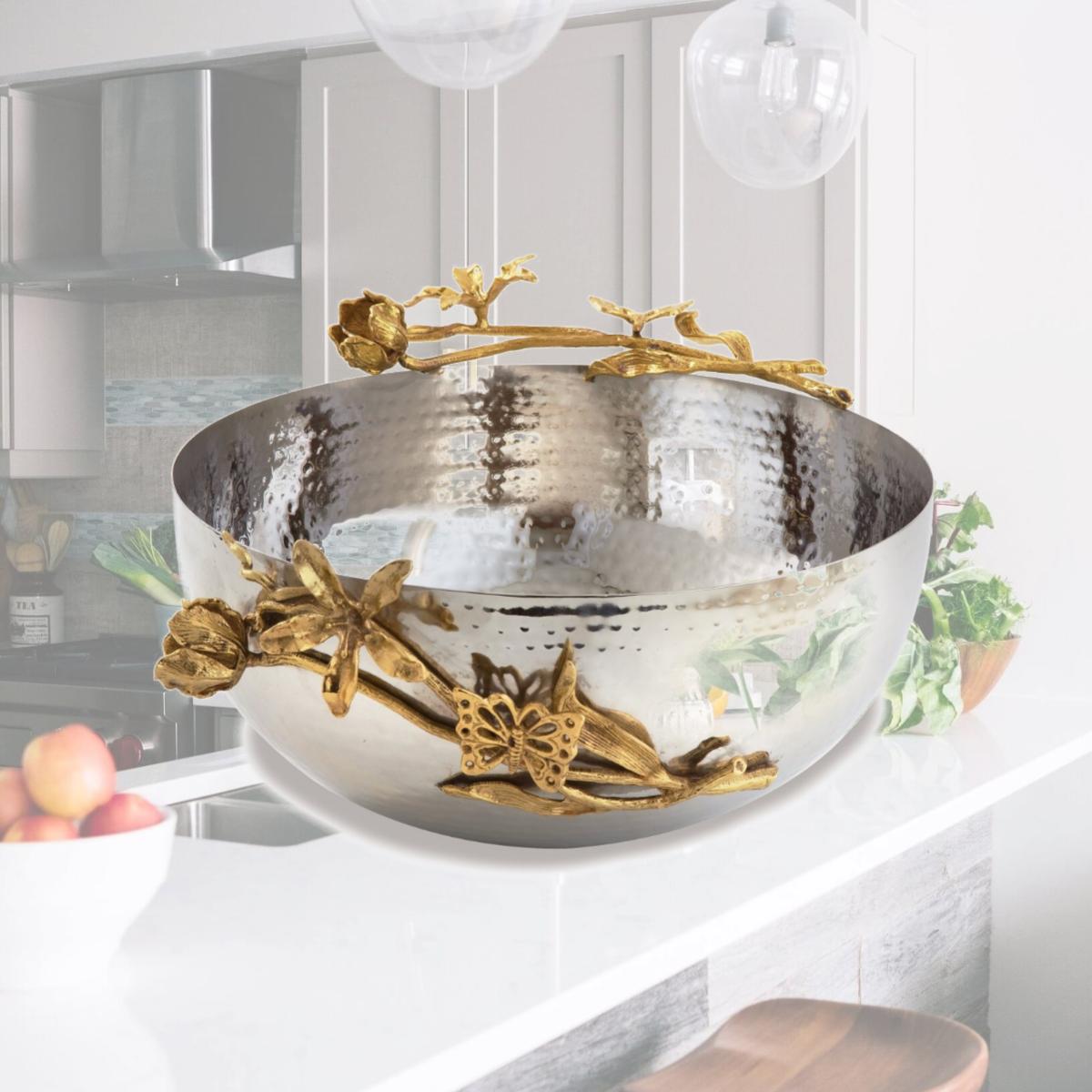 Picture of Leeber 70060 11.5 x 5.25 in. Butterfly Centerpiece Serving Bowl, Silver & Gold