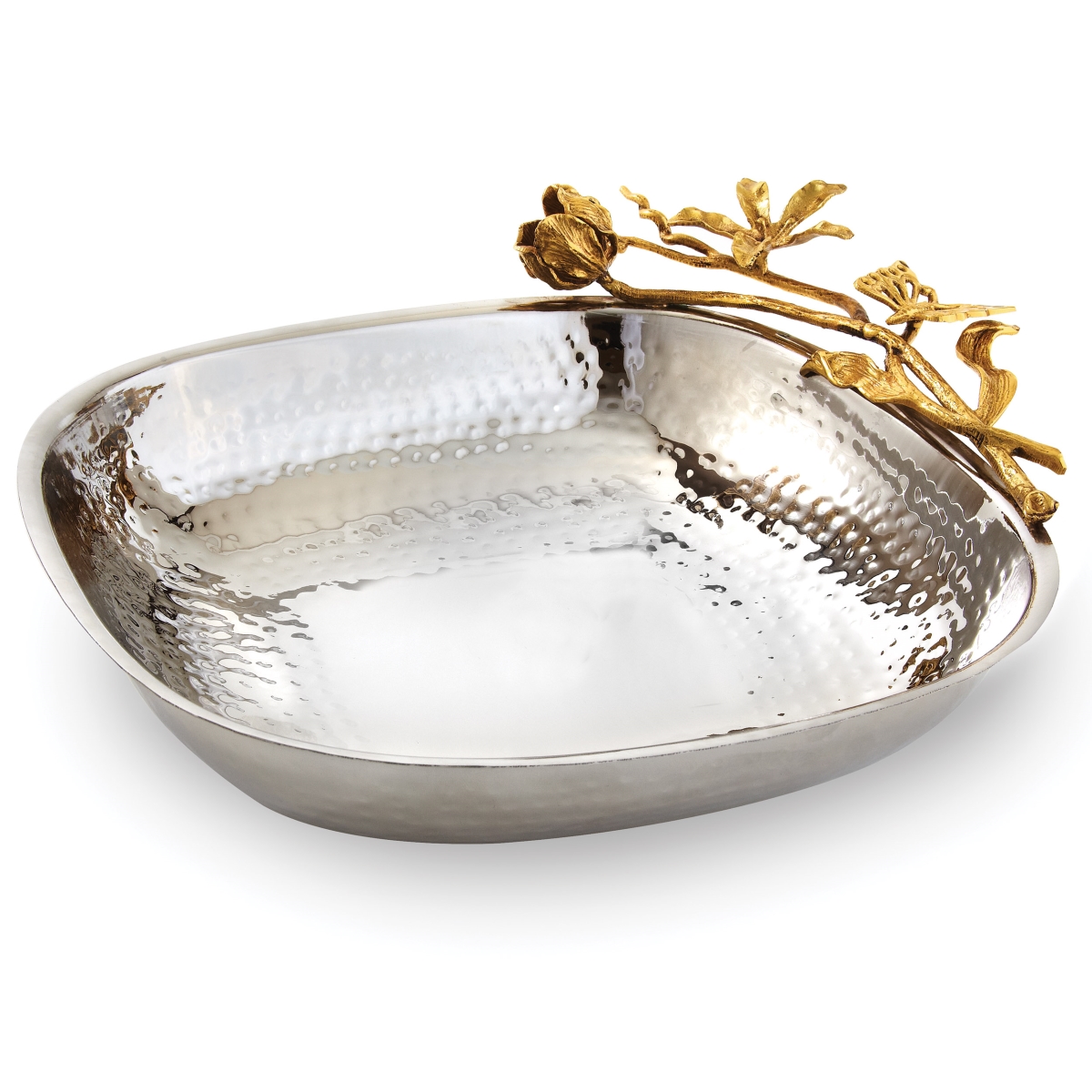 70066 10.5 X 2.75 In. Butterfly Large Square Serving Bowl, Silver & Gold