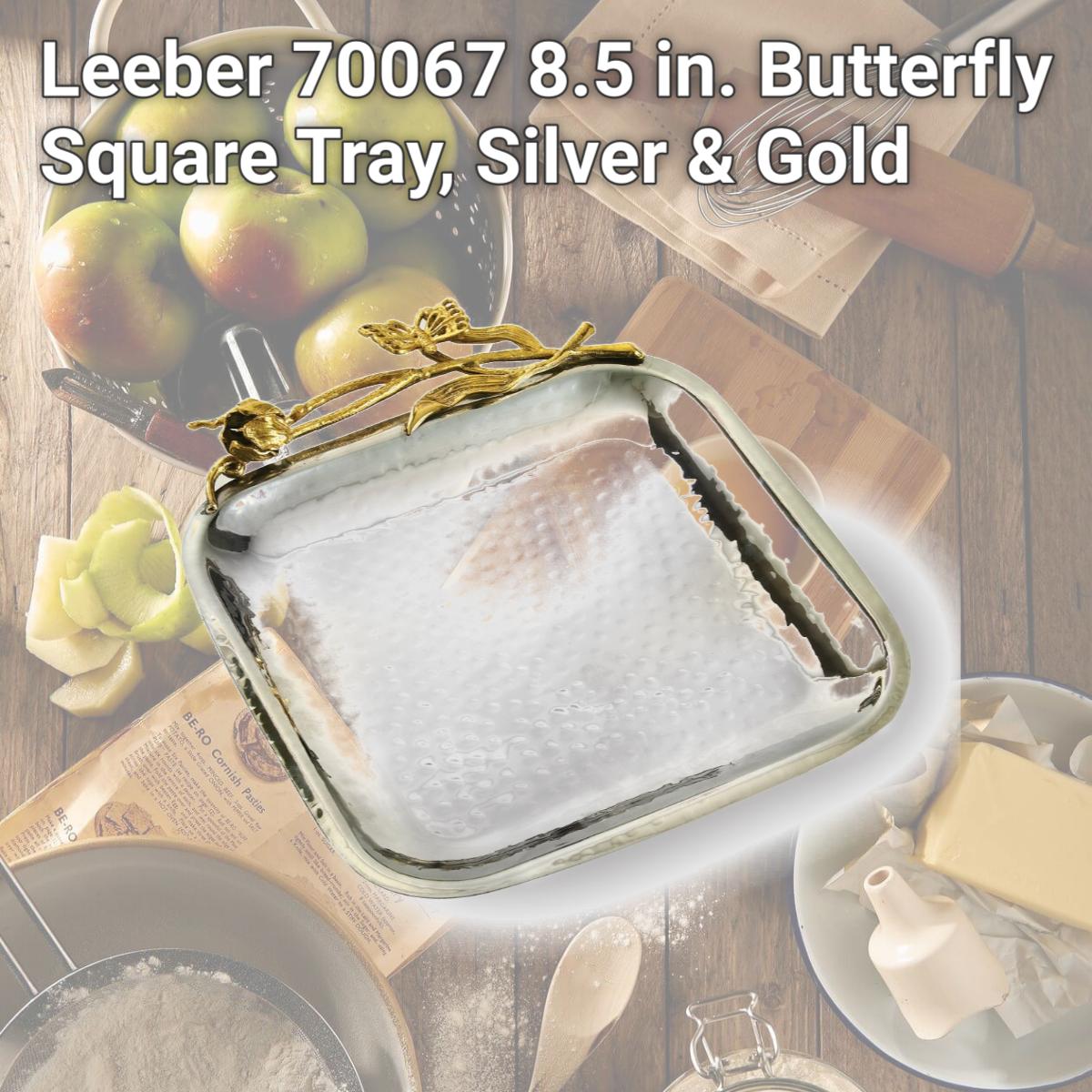 Picture of Leeber 70067 8.5 in. Butterfly Square Tray, Silver & Gold