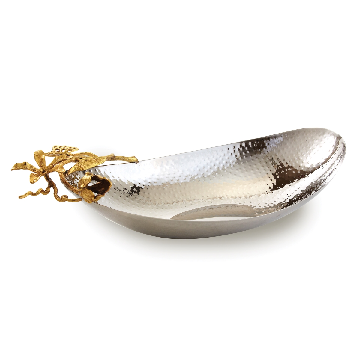 70072 14 X 8 X 3.5 In. Butterfly Boat Shape Serving Bowl, Silver & Gold