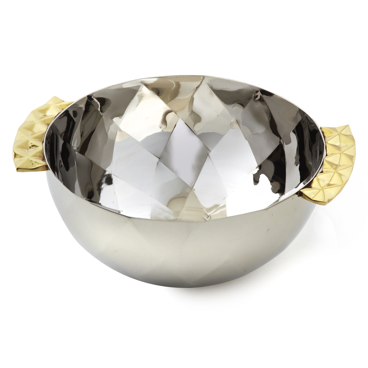 70251 6 In. Geometric Serving Bowl, Silver & Gold