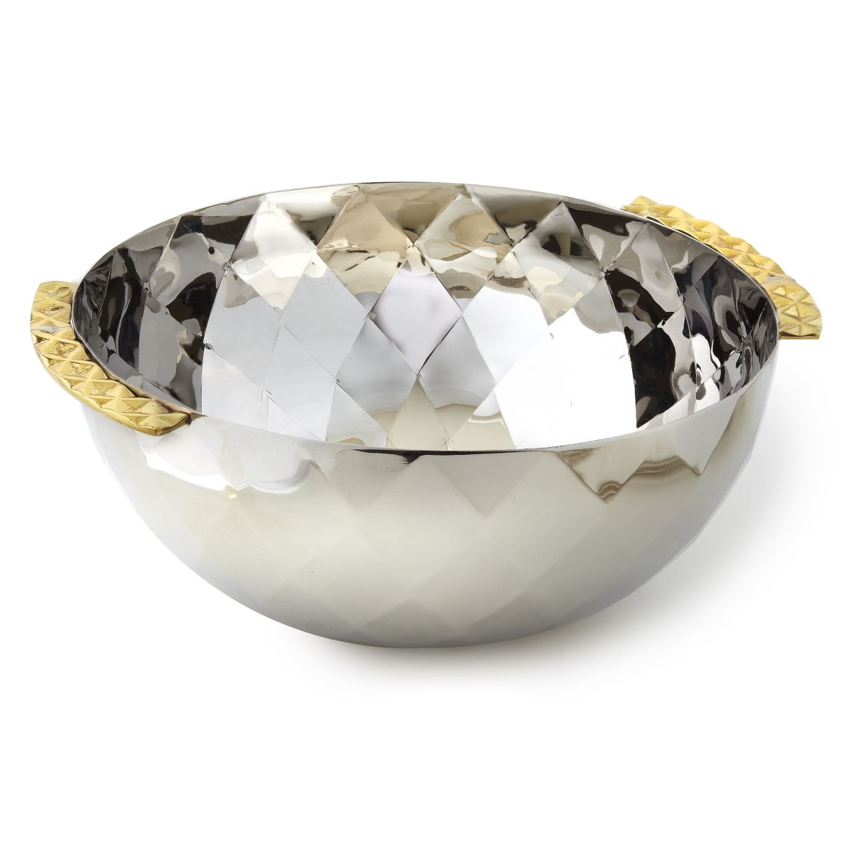 70253 10 In. Geometric Serving Bowl, Silver & Gold