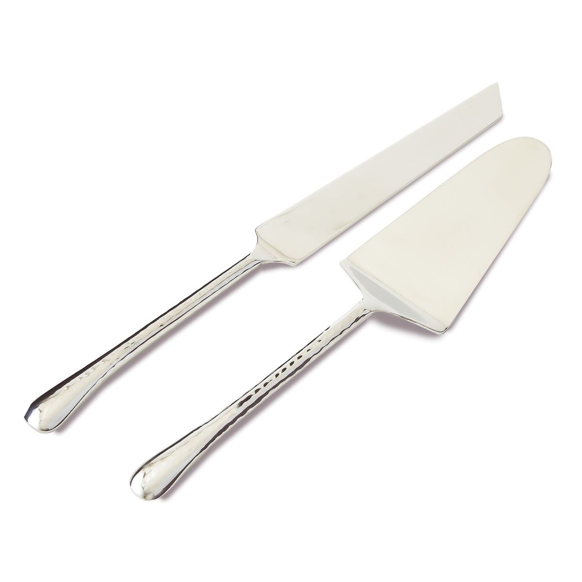 72520 11 In. Hammered Stainless Steel Cake Server Set, Silver