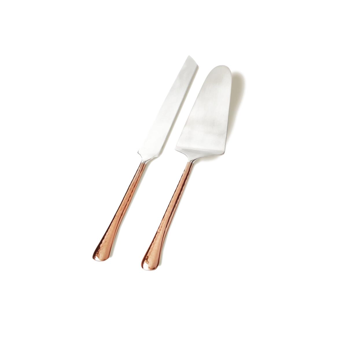 Picture of Leeber 72522 11 in. Hammered Cake Server Set, Silver & Copper