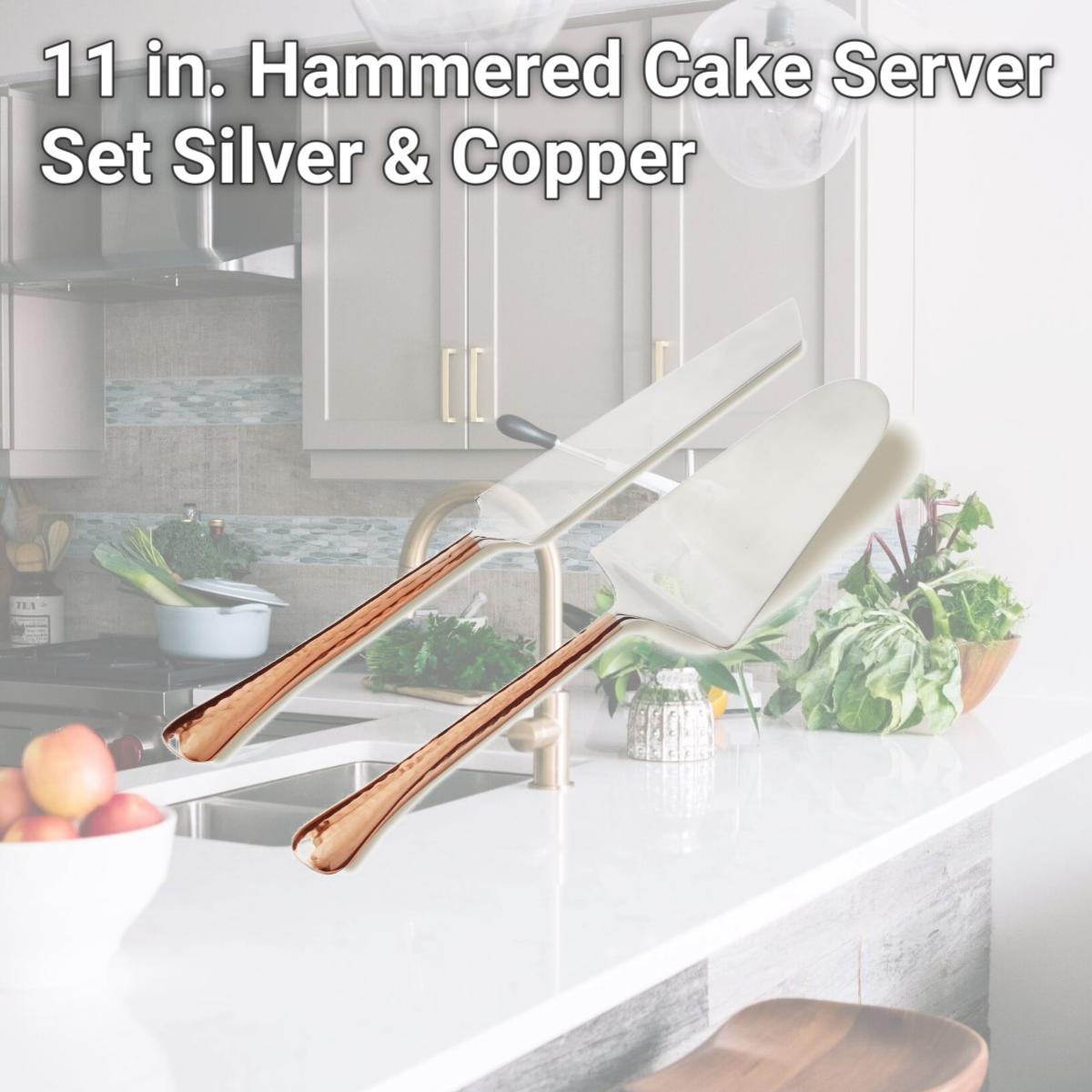 Picture of Leeber 72522 11 in. Hammered Cake Server Set, Silver & Copper