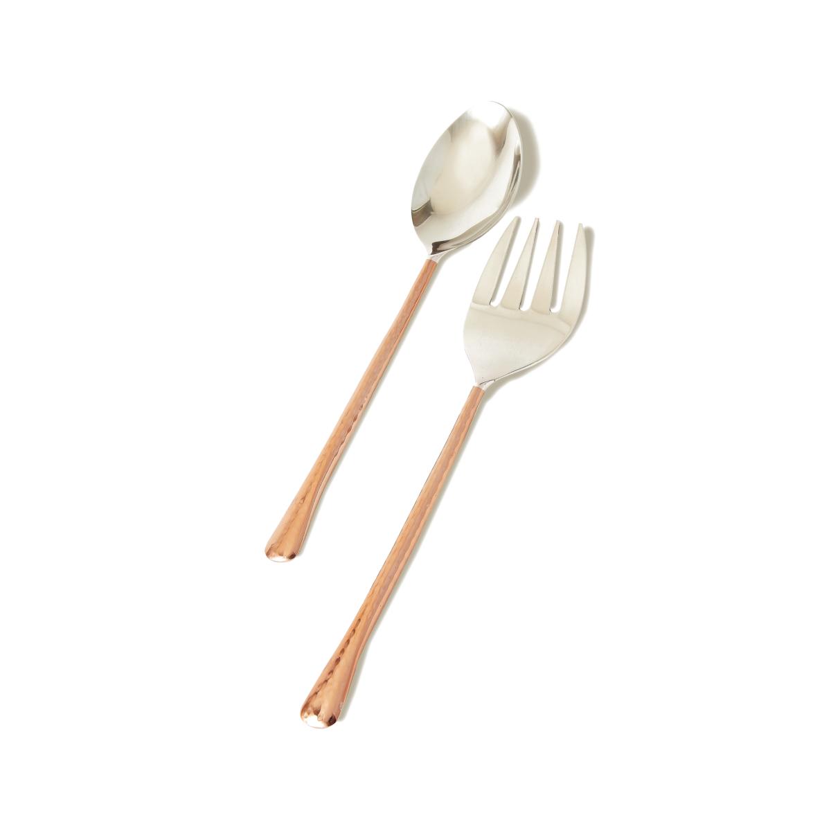 Picture of Leeber 72523 11 in. Hammered Salad Server Set, Silver & Copper