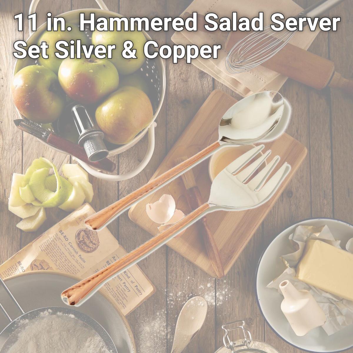 Picture of Leeber 72523 11 in. Hammered Salad Server Set, Silver & Copper
