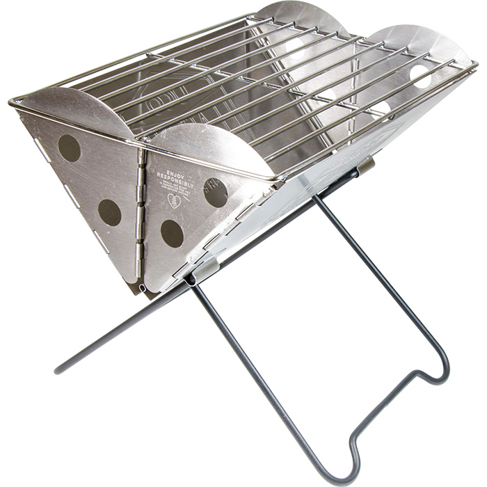 118388 Flatpack Mini Portable Stainless Steel Grill & Fire Pit