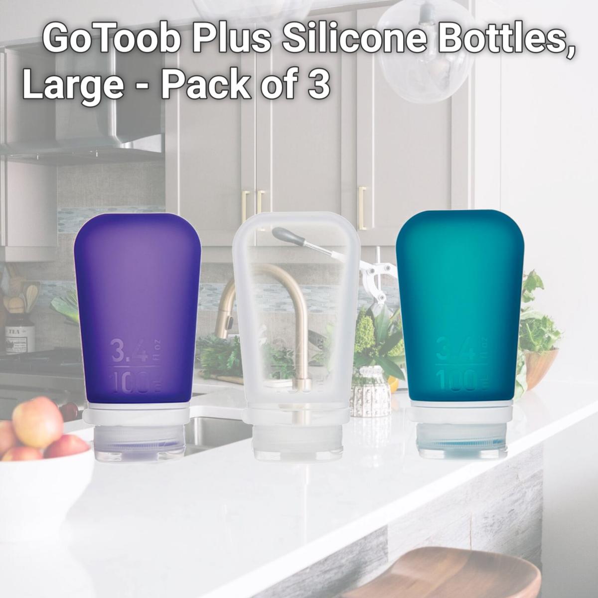 Picture of Humangear 772162 GoToob Plus Silicone Bottles, Large - Pack of 3