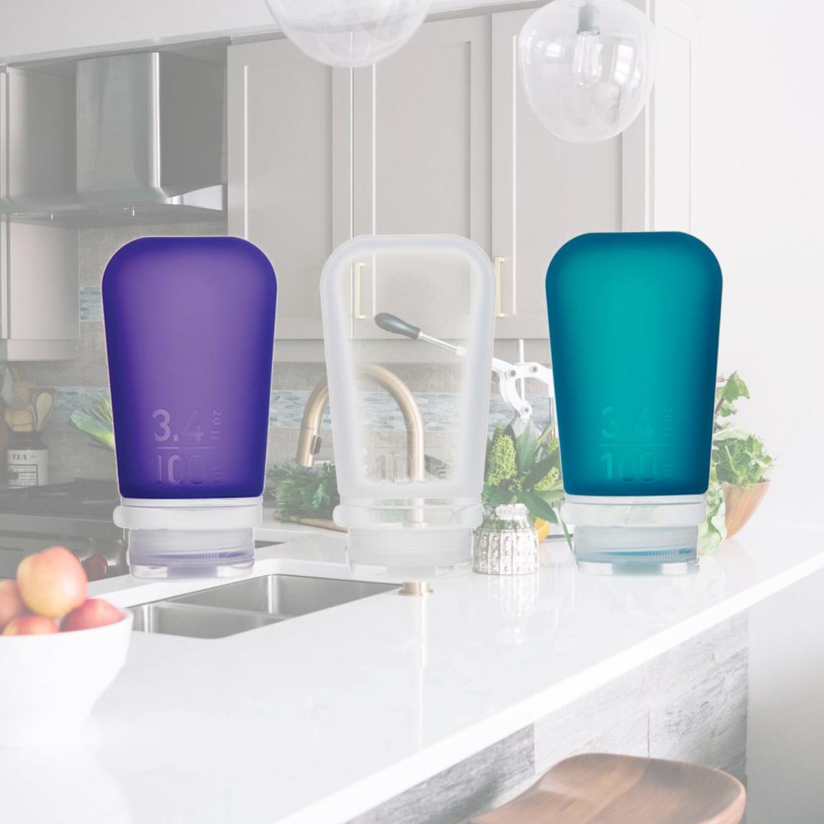 Picture of Humangear 772162 GoToob Plus Silicone Bottles, Large - Pack of 3