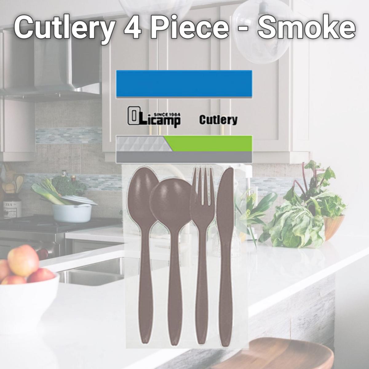 Picture of Olicamp 343231 Olicamp Cutlery, 4 Piece - Smoke