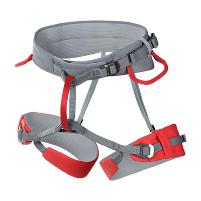 Pearl Womens Climbing Sit Harness with Adjustable Leg Loops, Grey & Red - Extra Small