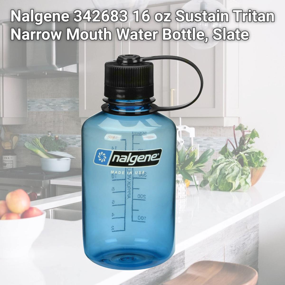Picture of Nalgene 342683 16 oz Sustain Tritan Narrow Mouth Water Bottle, Slate