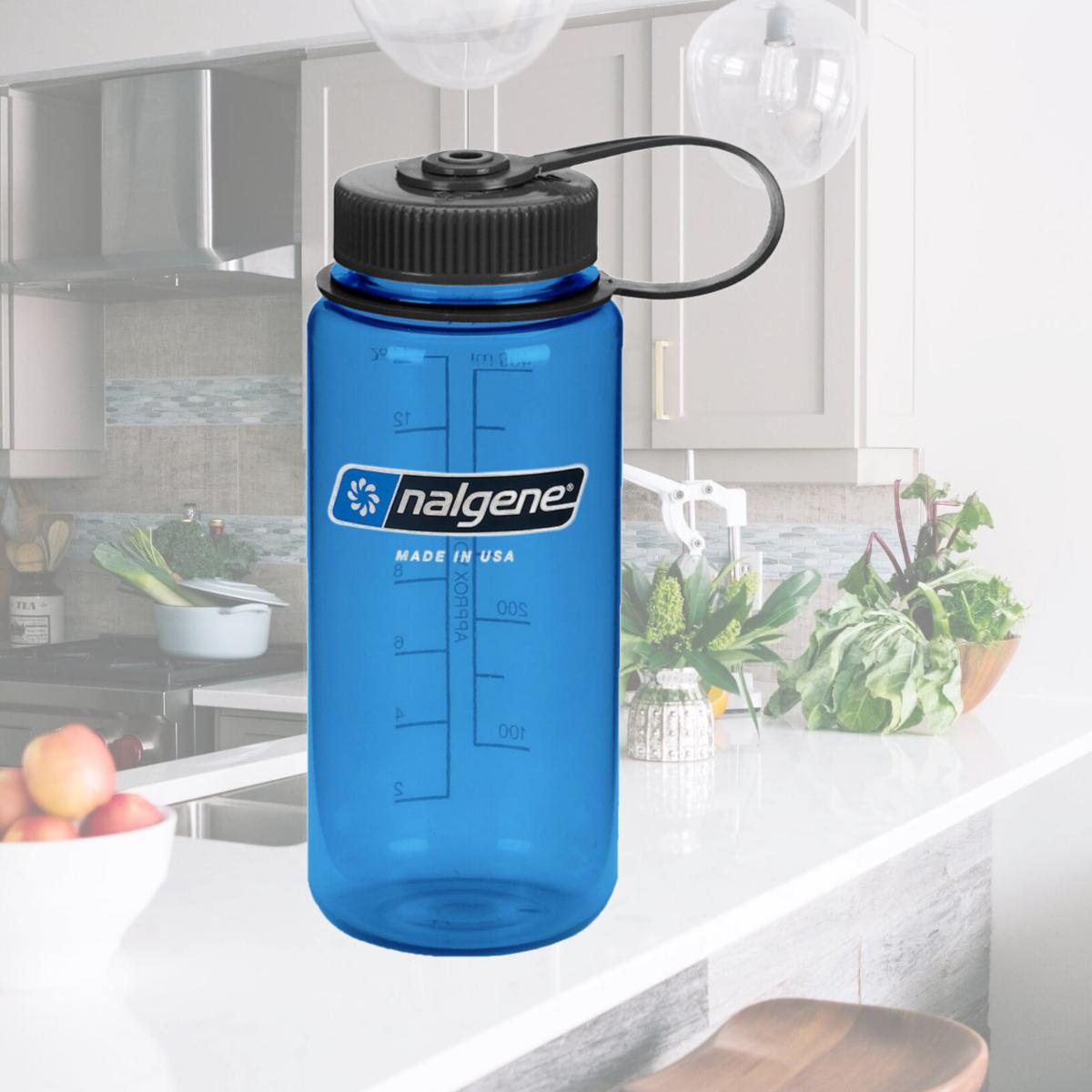 Picture of Nalgene 342699 16 oz Sustain Tritan Wide Mouth Water Bottle, Slate Blue & Black
