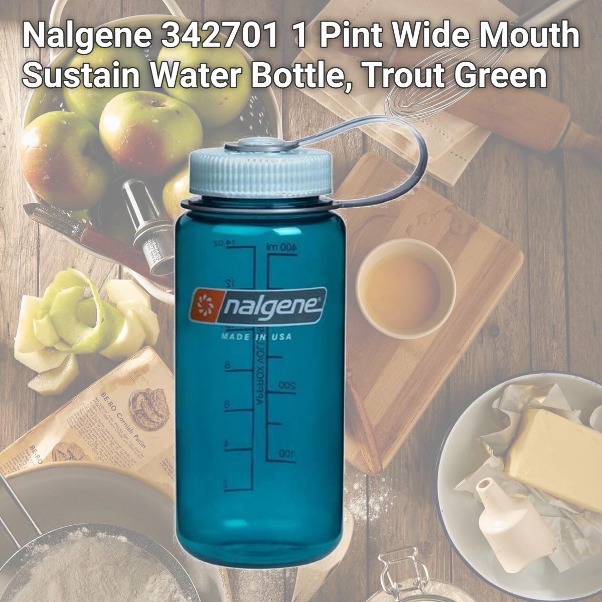 Picture of Nalgene 342701 1 Pint Wide Mouth Sustain Water Bottle, Trout Green