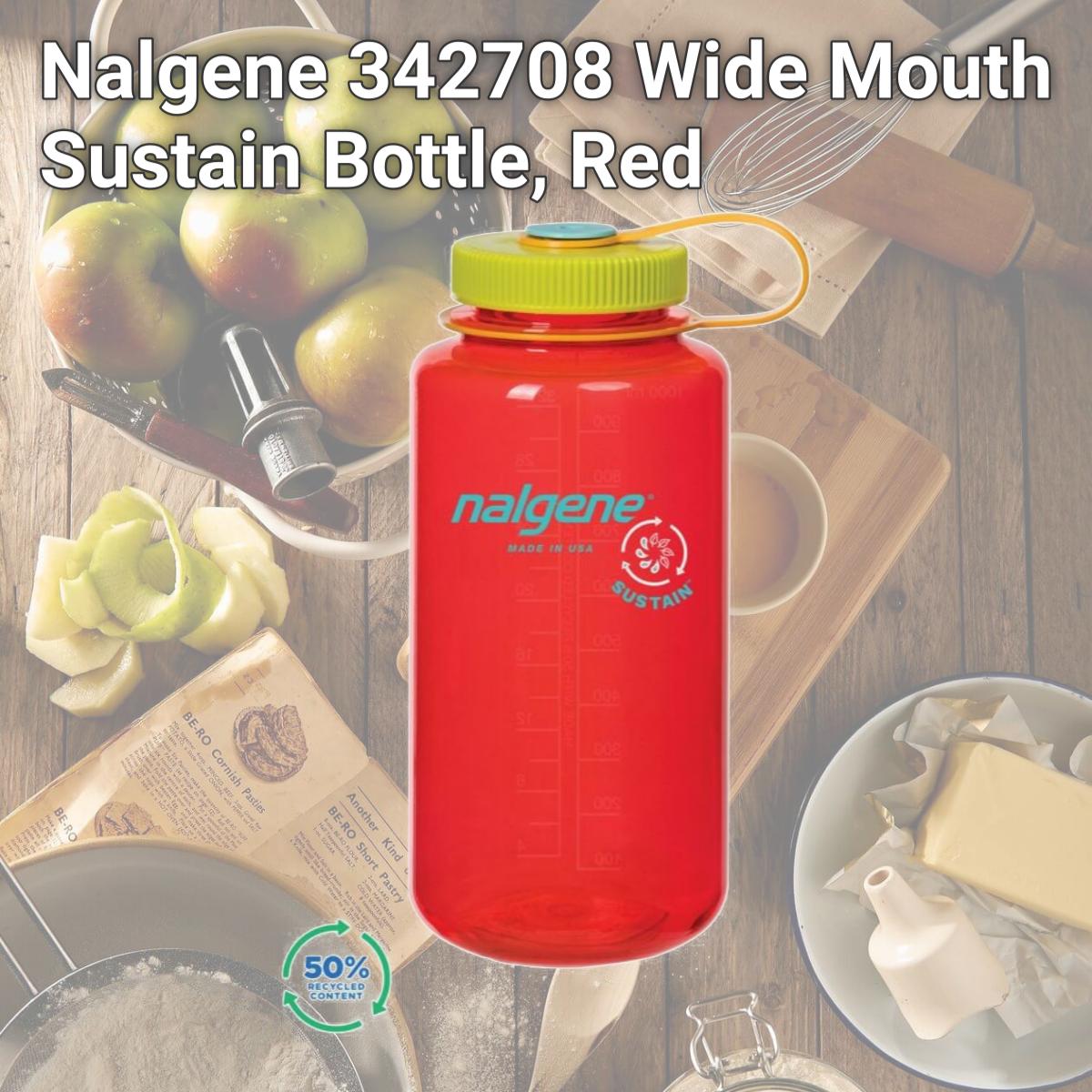 Picture of Nalgene 342708 Wide Mouth Sustain Bottle, Red