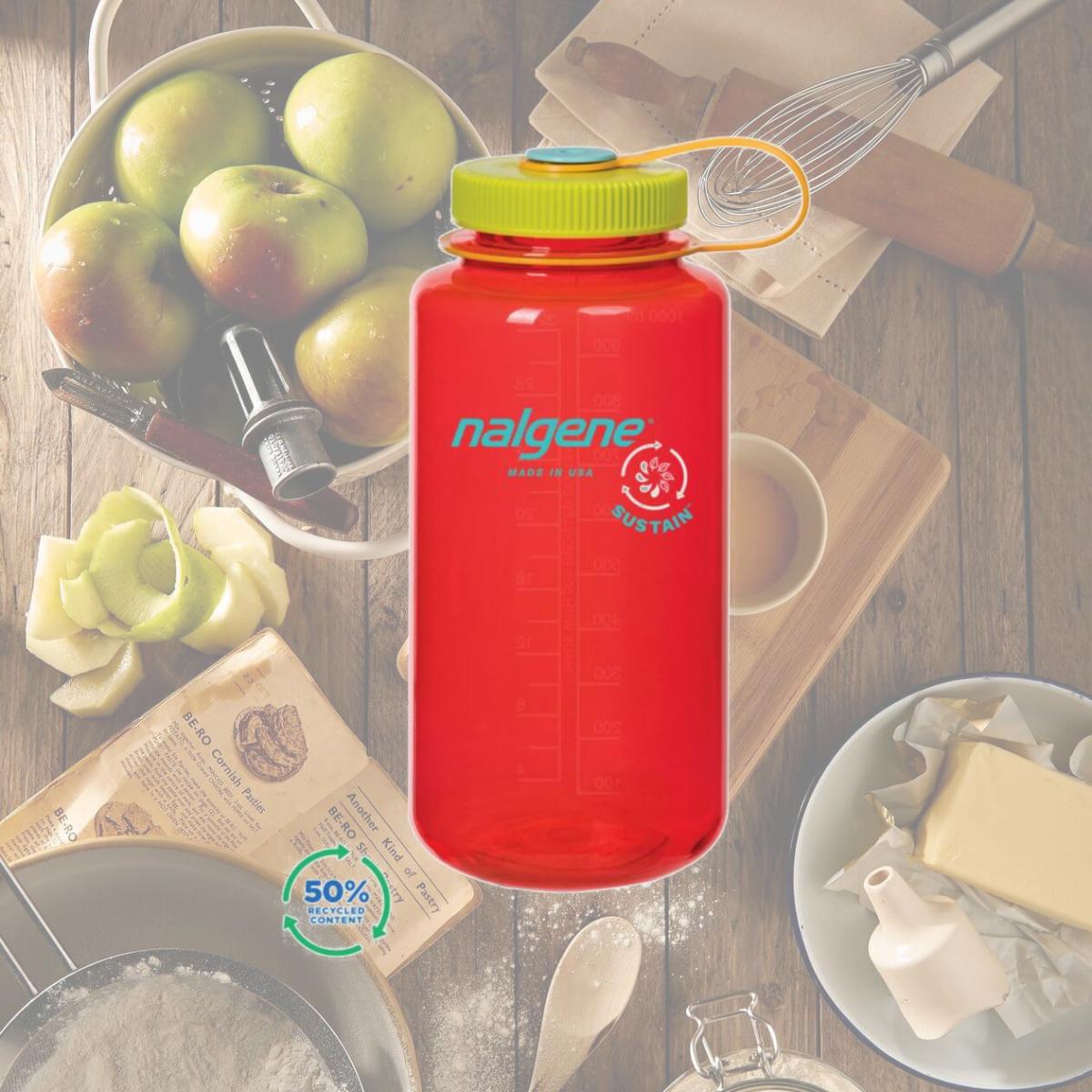 Picture of Nalgene 342708 Wide Mouth Sustain Bottle, Red