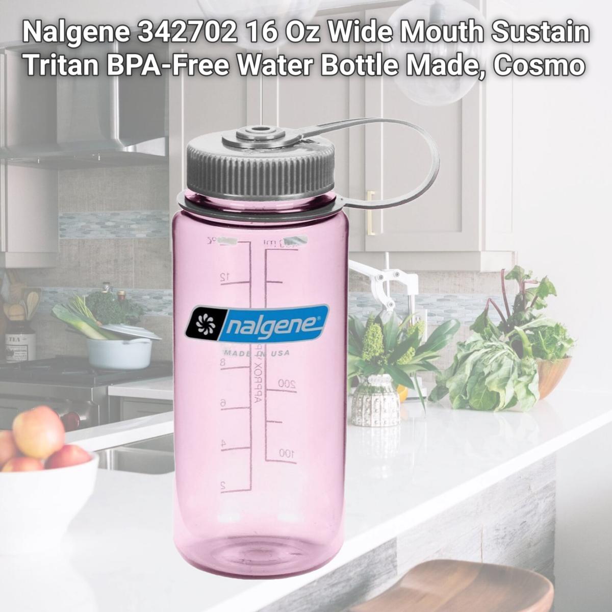 Picture of Nalgene 342702 16 Oz Wide Mouth Sustain Tritan BPA-Free Water Bottle Made, Cosmo