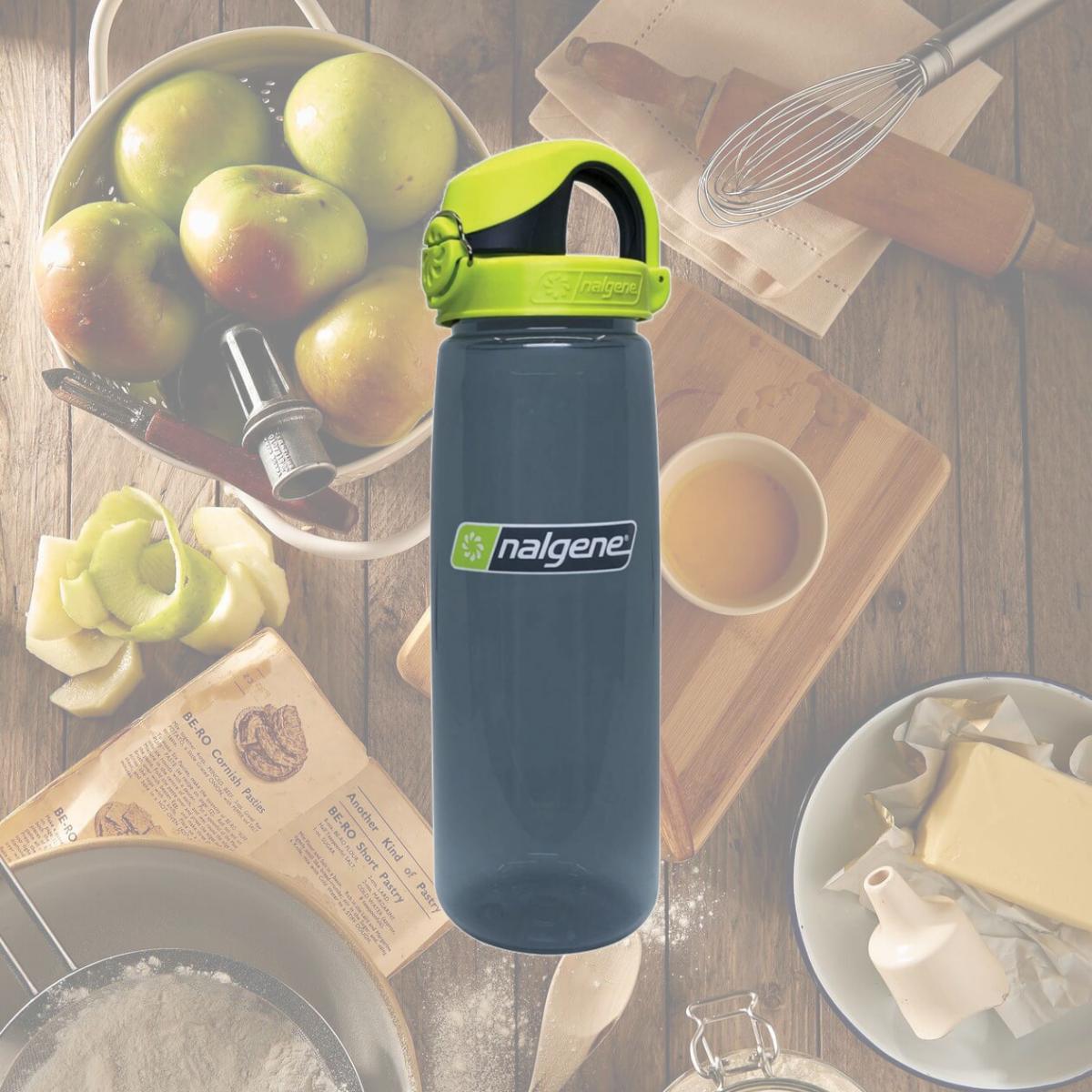 Picture of Nalgene 342746 OTF Sustain Water Bottle - Charcoal with Lime Cap