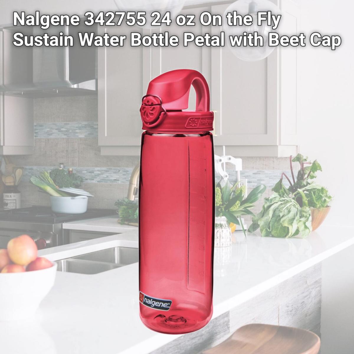 Picture of Nalgene 342755 24 oz On the Fly Sustain Water Bottle Petal with Beet Cap