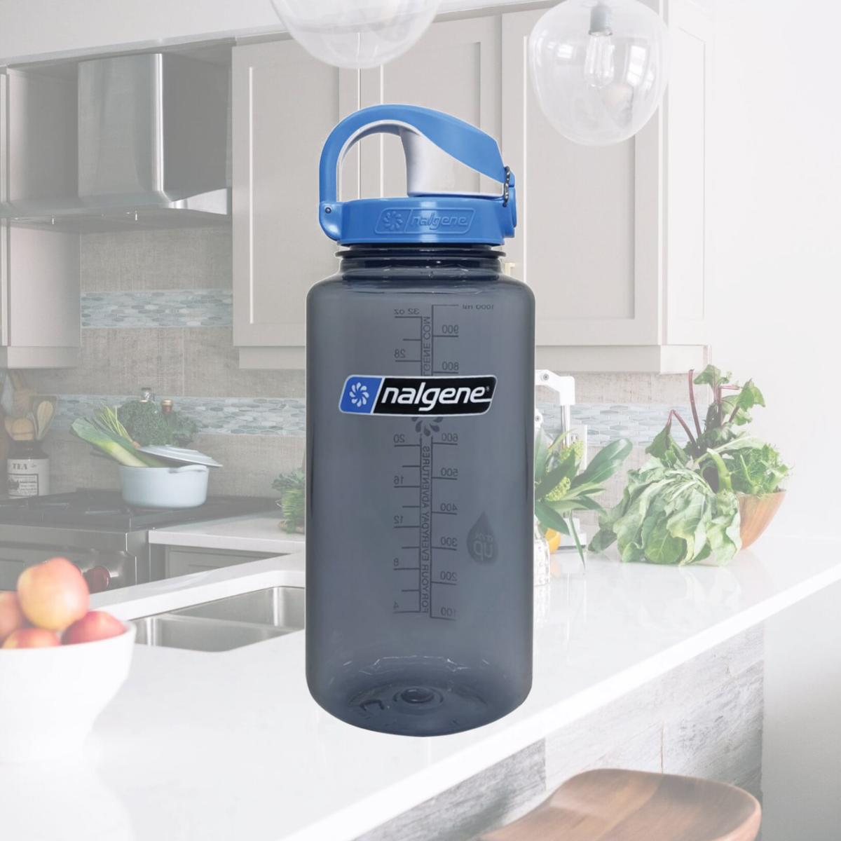 Picture of Nalgene 342759 32 oz Wide Mouth Sustain Slate with On-the-Fly Bottle, Grey