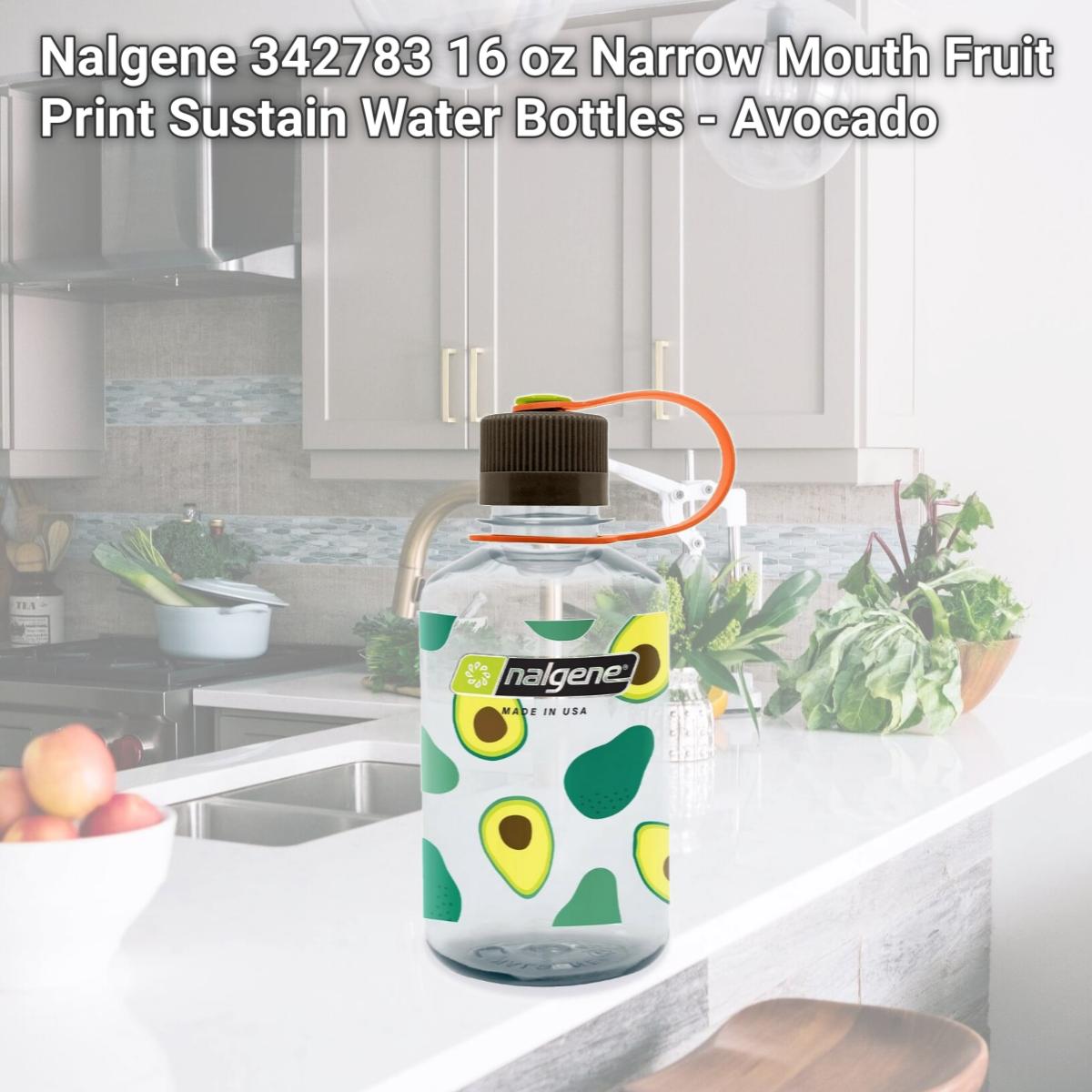 Picture of Nalgene 342783 16 oz Narrow Mouth Fruit Print Sustain Water Bottles - Avocado