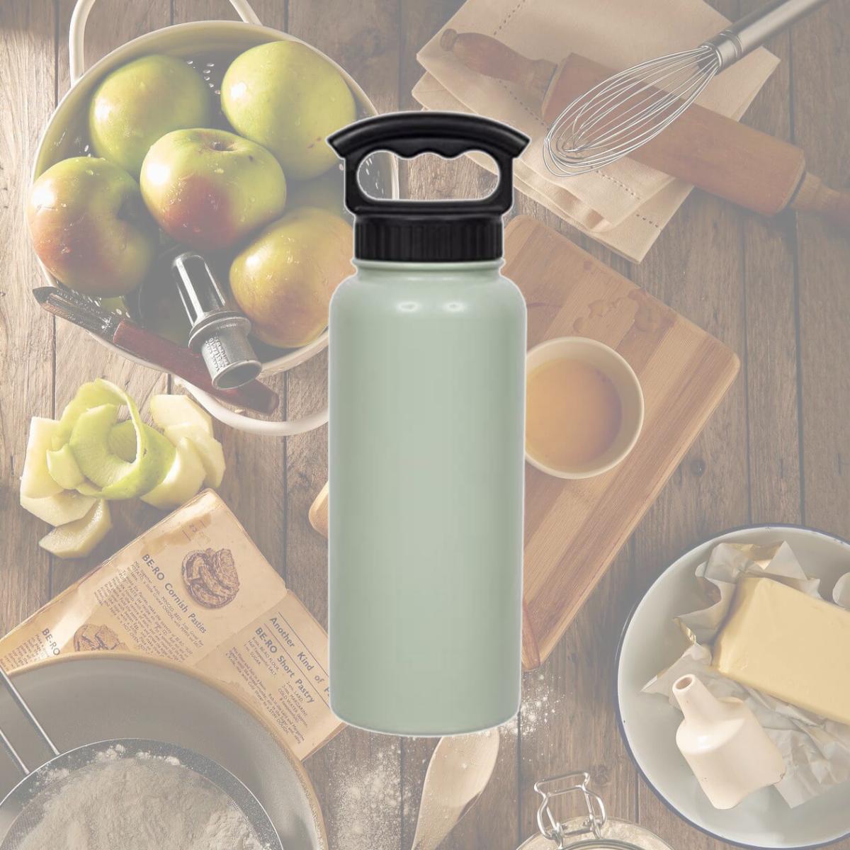 Picture of Fifty Fifty 568561 34 oz Stainless Steel PP Lid Bottle with 3 Finger Cap, Sage Green